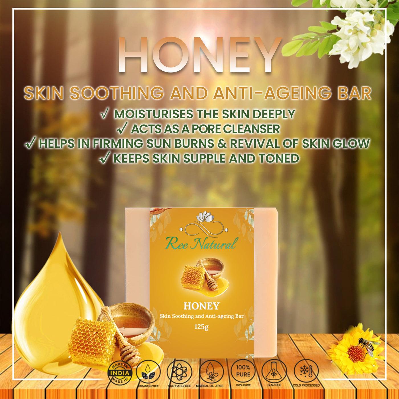 Women's Honey Skin Soothing And Anti-Ageing Bar - Ree Natural