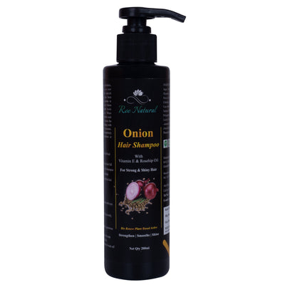 Women's Onion Hair Shampoo With Vitamin E And Rosehip Oil (200Ml) - Ree Natural