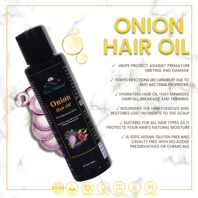 Women's Onion Oil With Herbs (Bhringraj Oil And Amla Oil And Avarampoo And Vettiver And Sampangi Seeds And Idam Puri And Valapuri And Amla And Rose Stick) - Without Mineral Oil - Ree Natural
