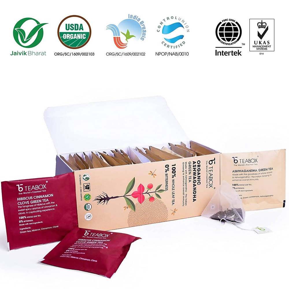 Teabox Organic Ashwagandha Green Tea Bags Trendia Foods