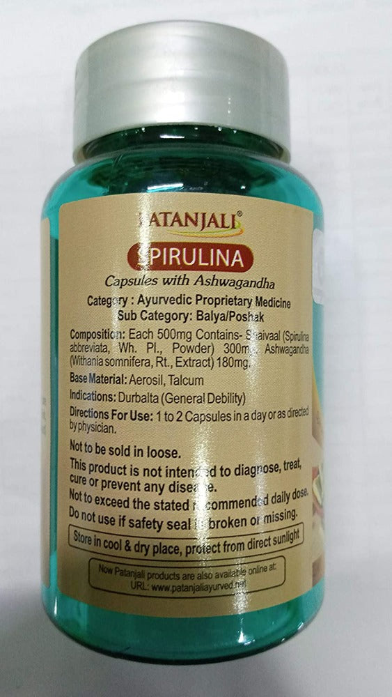 Patanjali Spirulina Capsules with Ashwagandha Trendia Foods