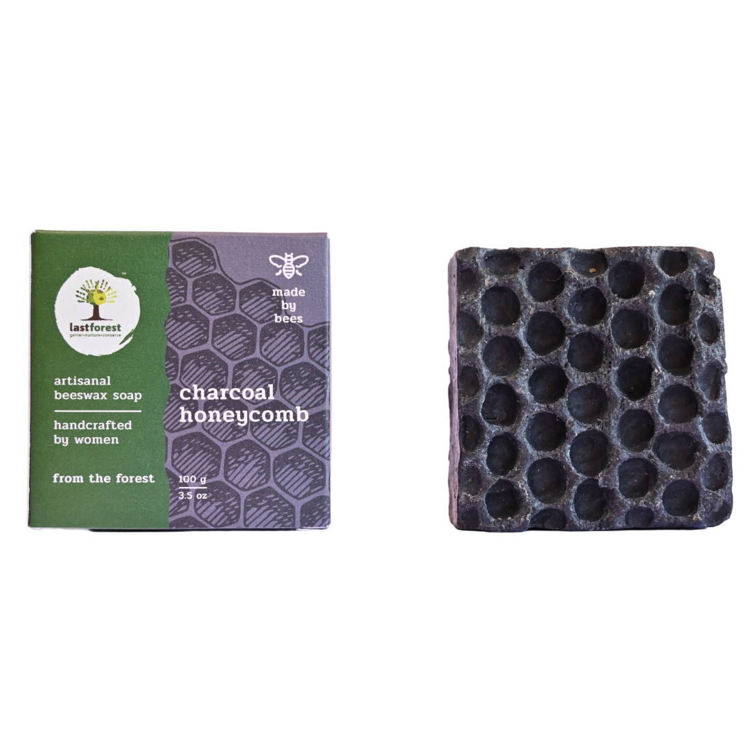 Artisanal Handmade 'Honeycomb' Beeswax Soap - Charcoal - Last Forest