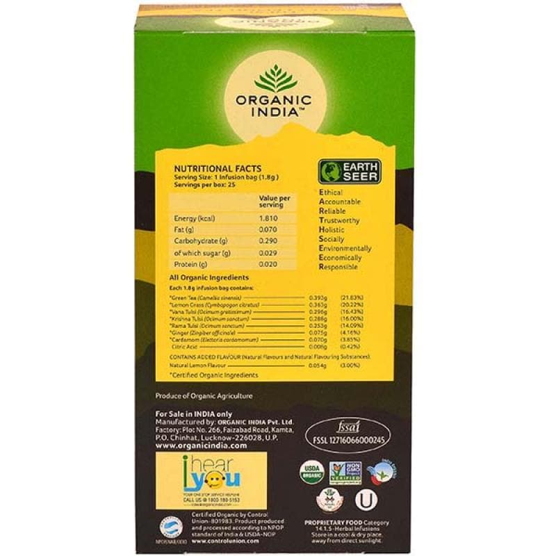 Organic India Tulsi Sweet Lemon Tea 25 Tea Bags